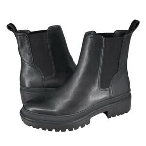 Lucky Brand Emali Chelsea Boots Leather Lug Sole Platform Size 8 Women Bikercore